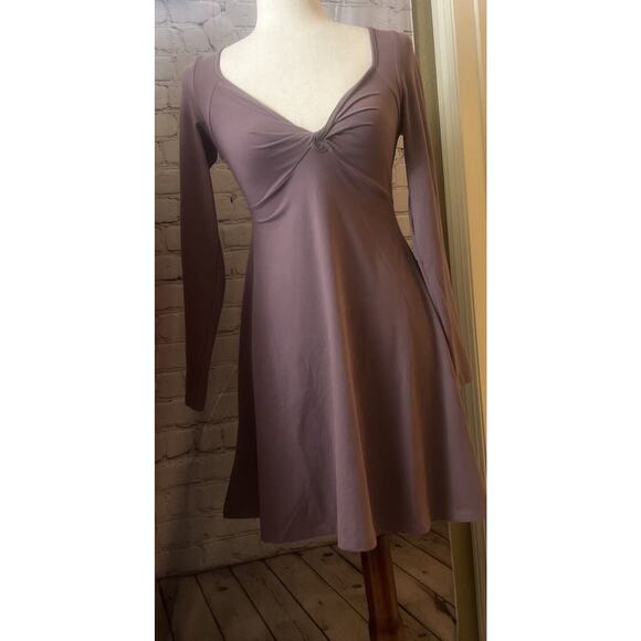 Women's Long Sleeve Twist-Front Mini Knit Skater Dress - Wild Fable Chestnut M - Picture 6 of 8